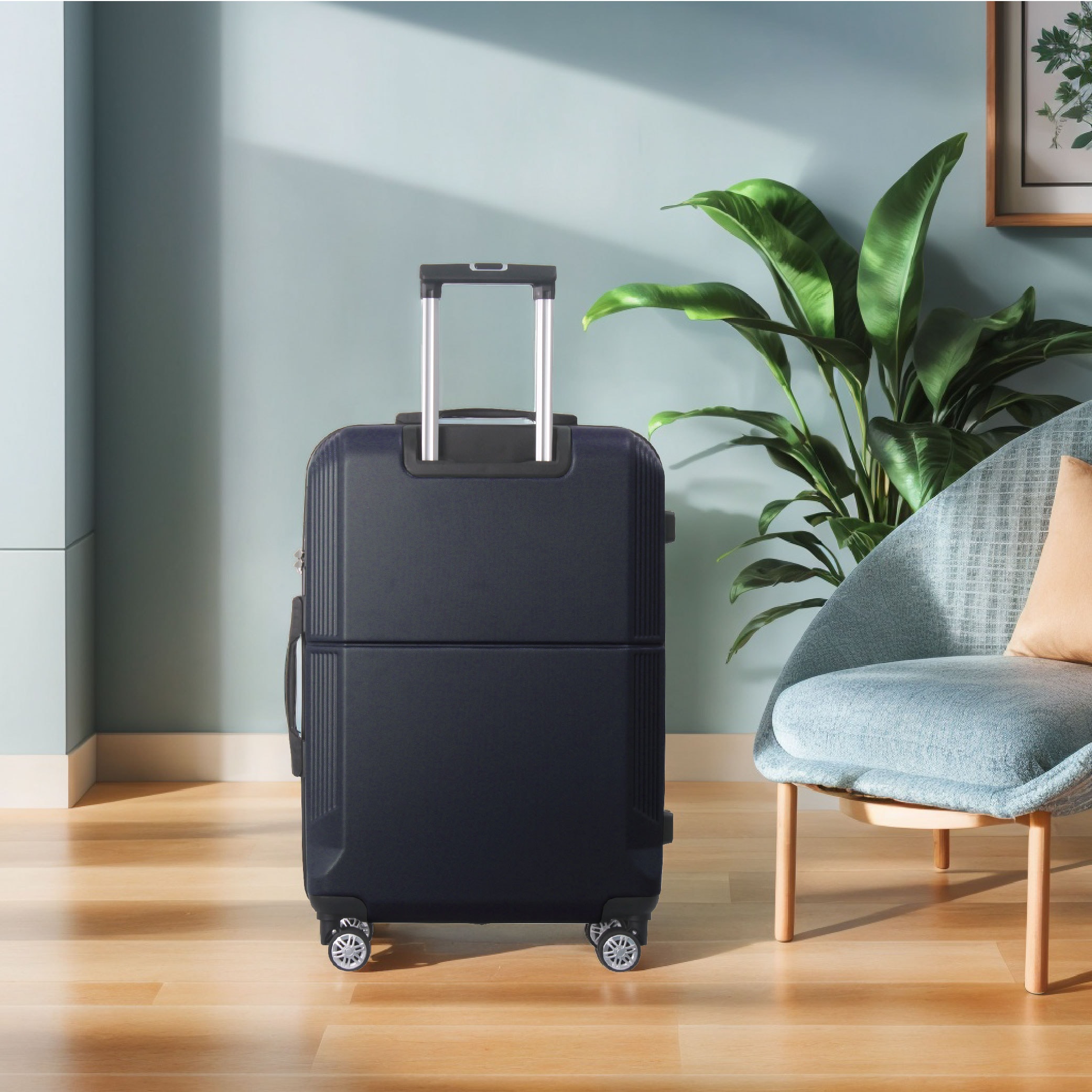 BLUE 3-Piece Premium ABS Luggage Set-20", 24", And 28" Suitcases With Multi-Position Handle, Silent Spinner Wheels, And TSA-Approved Lock-Durable, Stylish, And Spacious Travel Gear_voghion.com